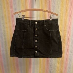 American Eagle black button-front denim mini skirt size 6